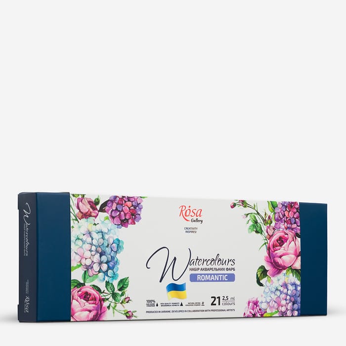 Rosa Gallery : Watercolour Paint : Full Pans : Romantic Set of 21 : Turquoise Metal Case