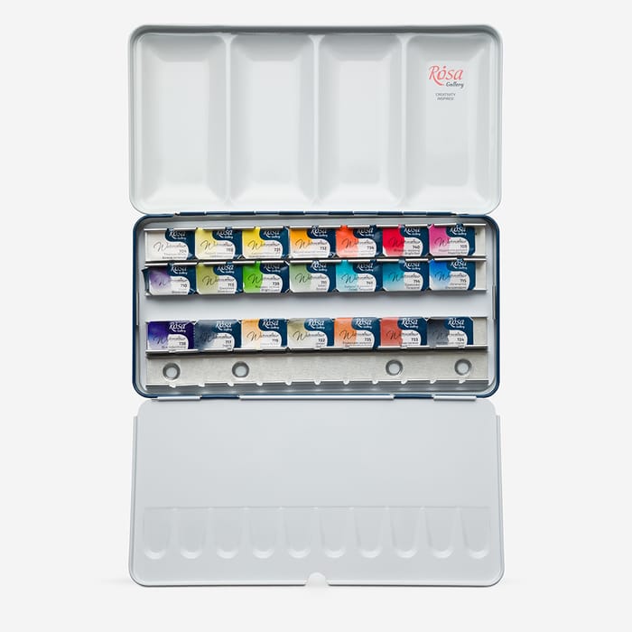 Rosa Gallery : Watercolour Paint : Full Pans : Modern Set of 21 : Indigo Metal Case