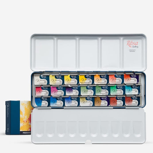 Rosa Gallery : Watercolour Paint : Full Pans : Monopigmented Set of 21 : Indigo Metal Case