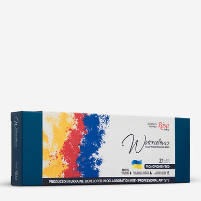 Rosa Gallery : Watercolour Paint : Full Pans : Monopigmented Set of 21 : Indigo Metal Case