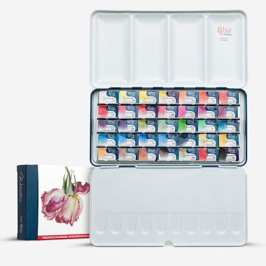 Rosa Gallery : Watercolour Paint : Full Pans : Botanical Set of 35 : Indigo metal case