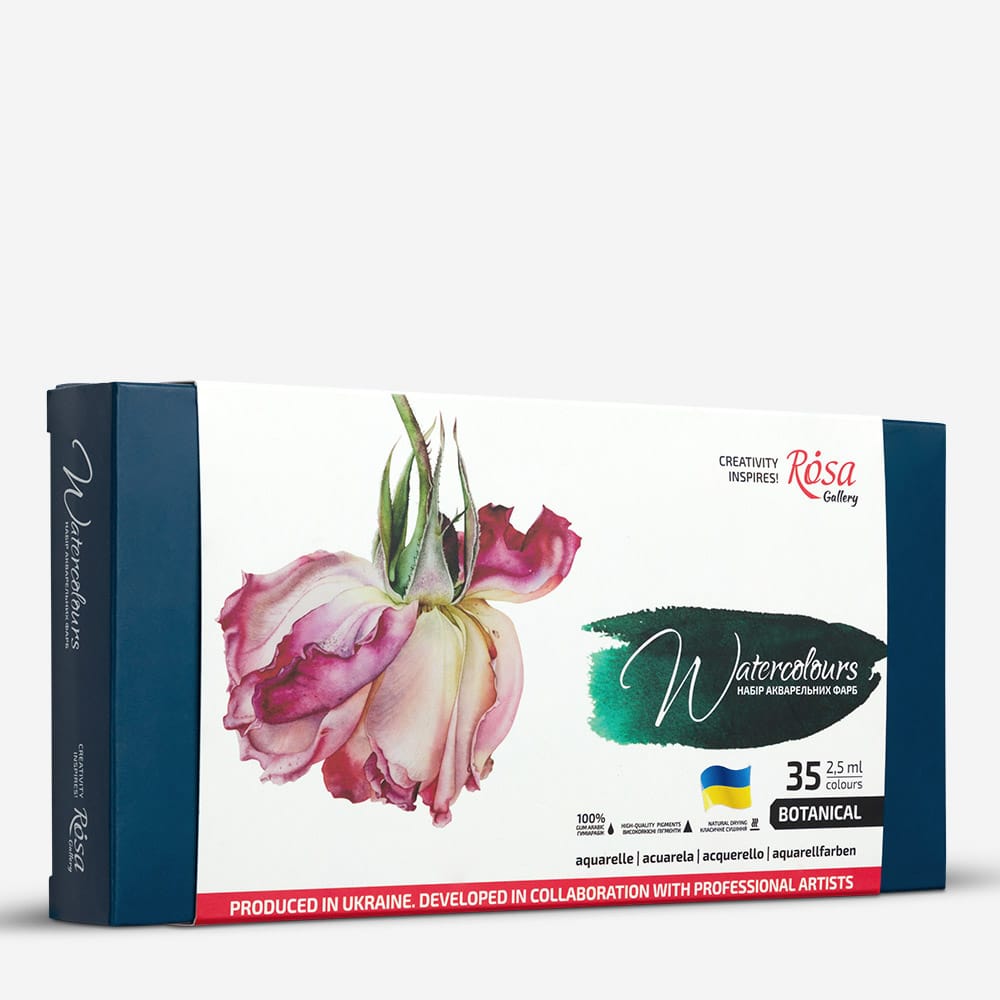 Rosa Gallery : Watercolour Paint : Full Pans : Botanical Set of 35 : Indigo metal case