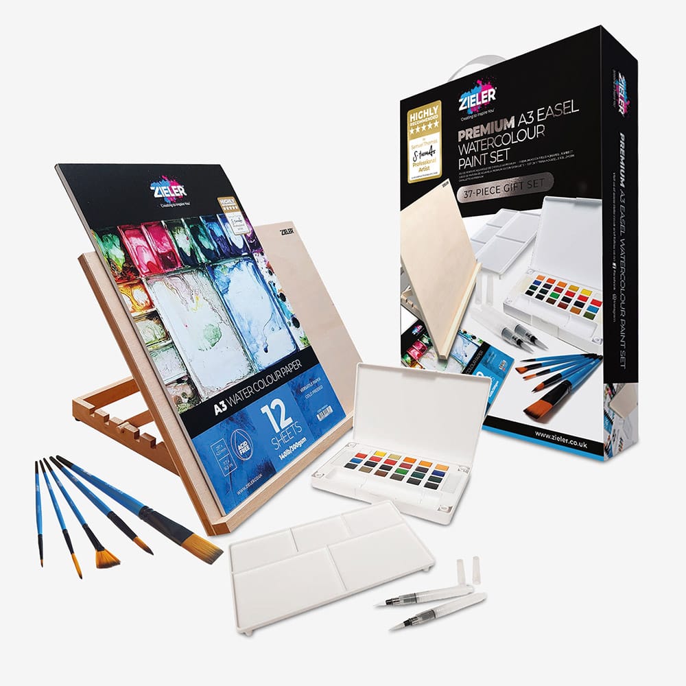 Zieler : Premium Easel Watercolour Gift Set : A3 : Set of 37
