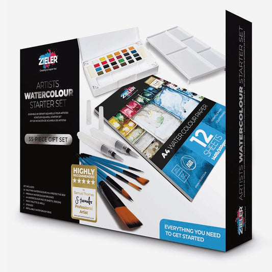 Zieler : Premium Watercolour Paint : Half Pan : Starter Set
