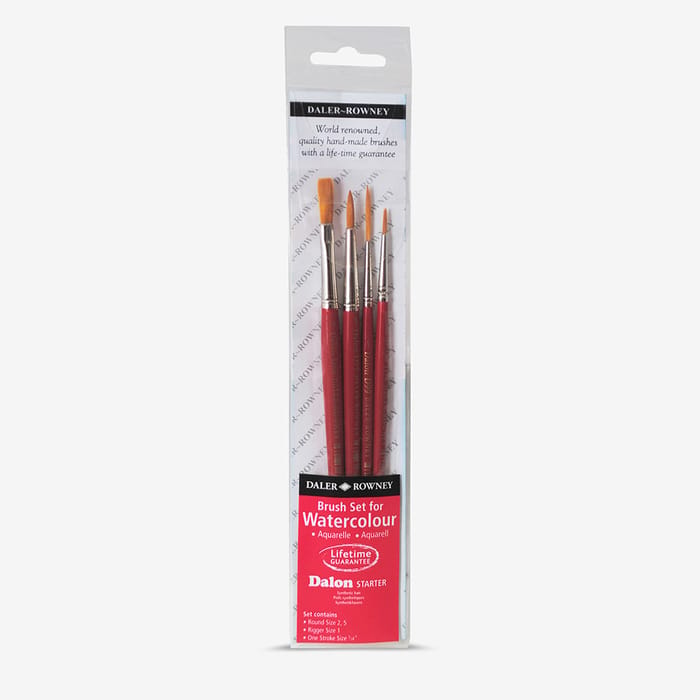 Daler-Rowney : Dalon : Watercolour Brushes : Synthetic : Starter Brush Set : Set of 4