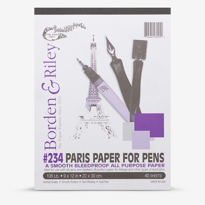 Borden & Riley : No. 234 : Paris Paper : Pen, Ink and Marker Pad : 9x12in (Apx.23x30cm)