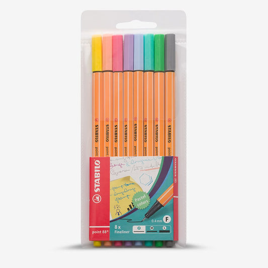 Stabilo : Point 88 : Fineliners : Pastel Colors : Set Of 8