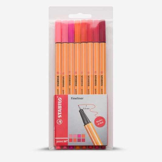 Stabilo : Point 88 : Fineliners : Shades Of Red : Set Of 8