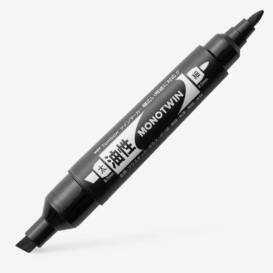 Tombow : Mono : Twin Permanent Marker : Fine & Chisel Tips : Black