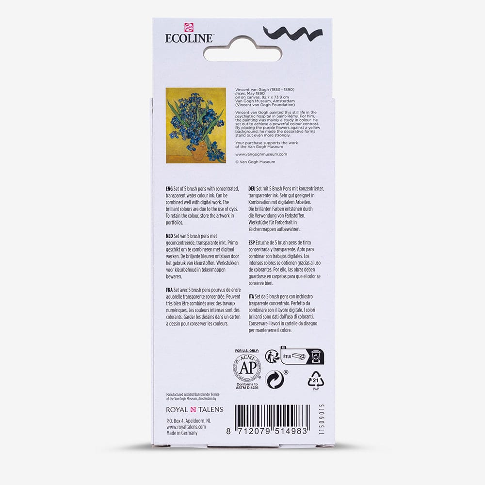 Royal Talens : Ecoline : Van Gogh Museum : Watercolour Brush Pen : Set of 5