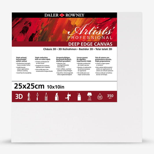 Daler-Rowney Premium Artists' Stretched Canvas : 3D Chunky Profile :  25 x 25cm (10 x 10")