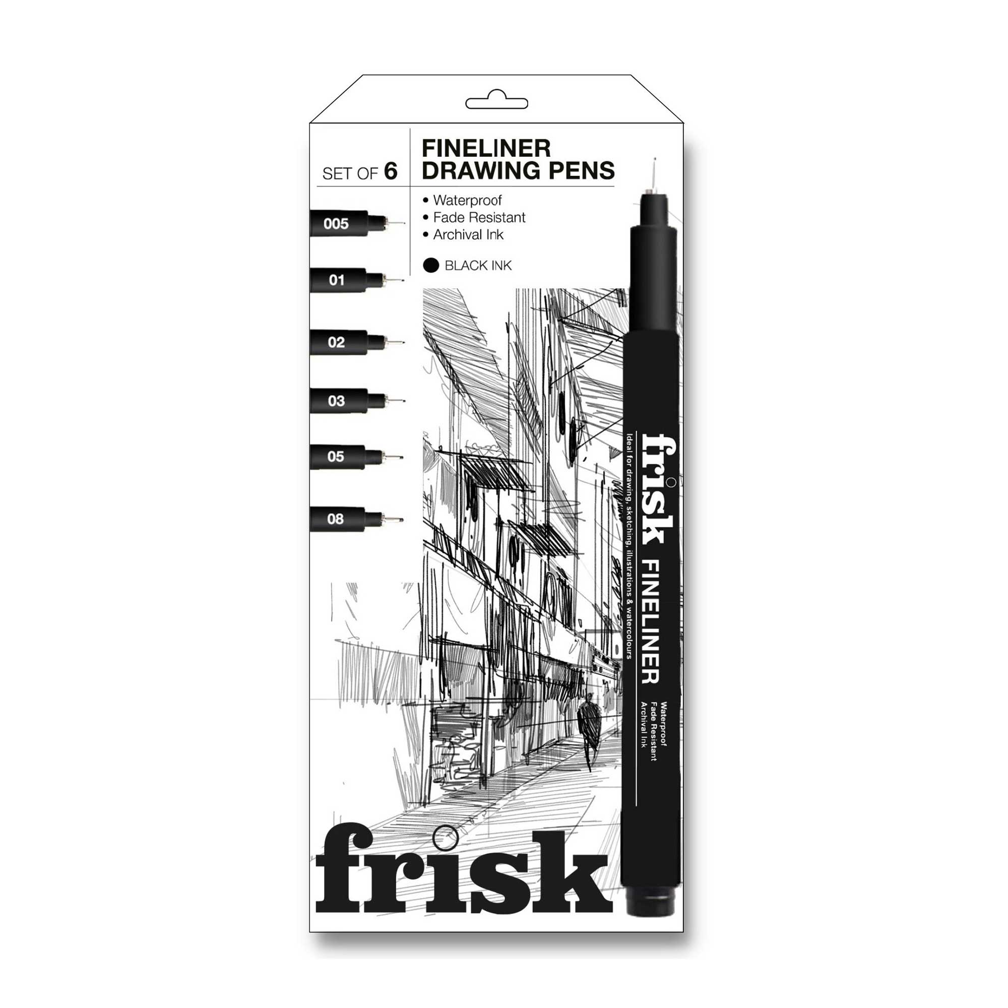 Frisk Fineliner Drawing Pens - Set of 6