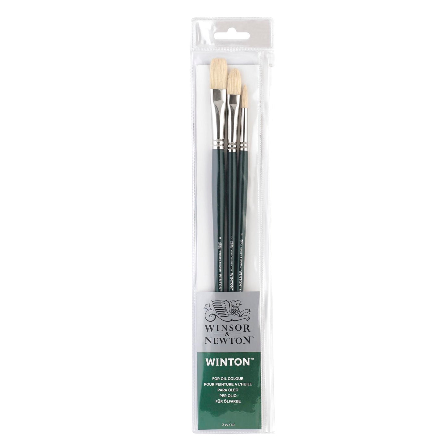 Winsor & Newton Winton Long Handled Hog Brush - 3 Brush Wallet In Packaging
