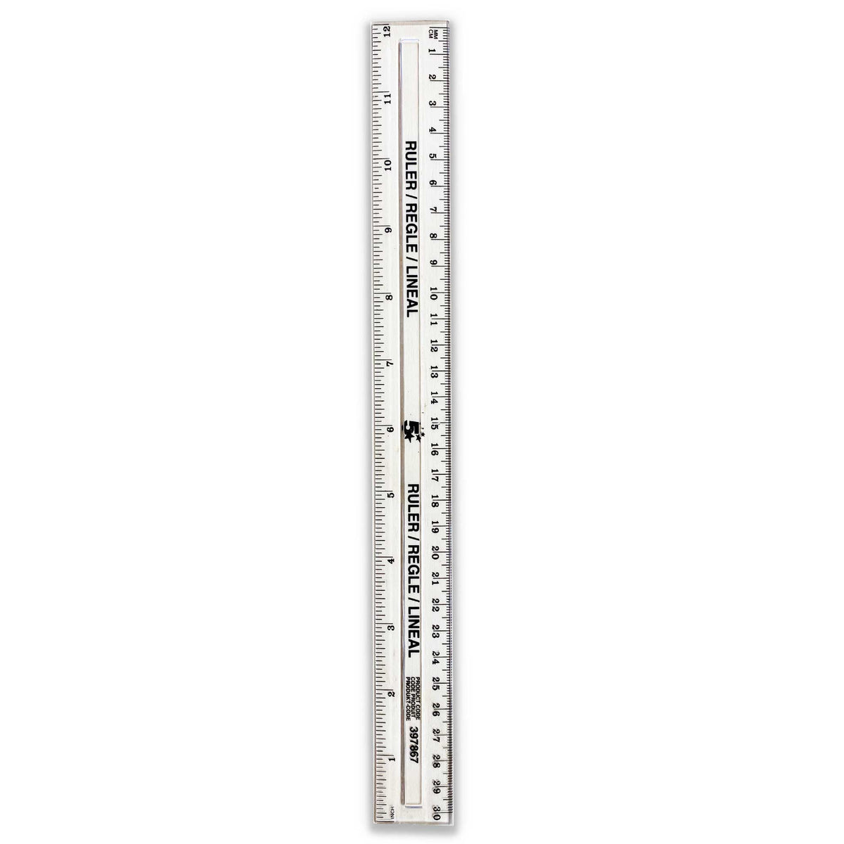 5 Star Office Plastic Ruler 300mm Clear
