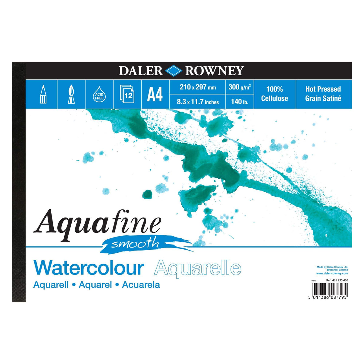 Daler-Rowney Aquafine Watercolour Pads - 300gsm (140lb) - HOT PRESSED