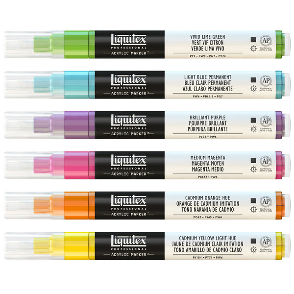 Liquitex Paint Marker Set 6 x 2mm VIBRANT Colours
