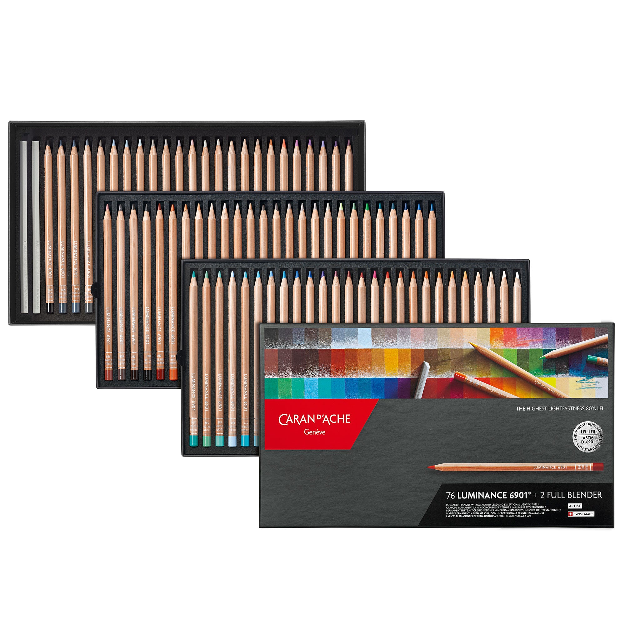 LUMINANCE 6901® - Set of 76 Colours + 2 Blenders - FREE Isomars A1 Art Storage Bag