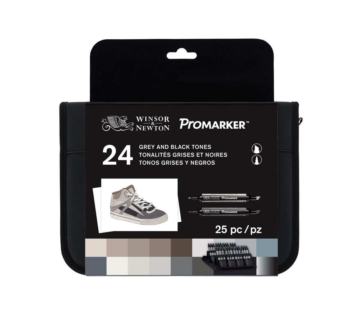 Winsor &amp; Newton Promarker 24 Set - Black &amp; Greys