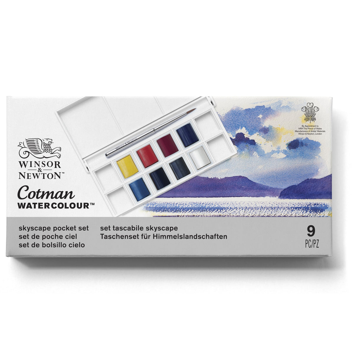 & Cotman Watercolour Skyscape Pocket Set 8 x Half Pans + Travel Brush