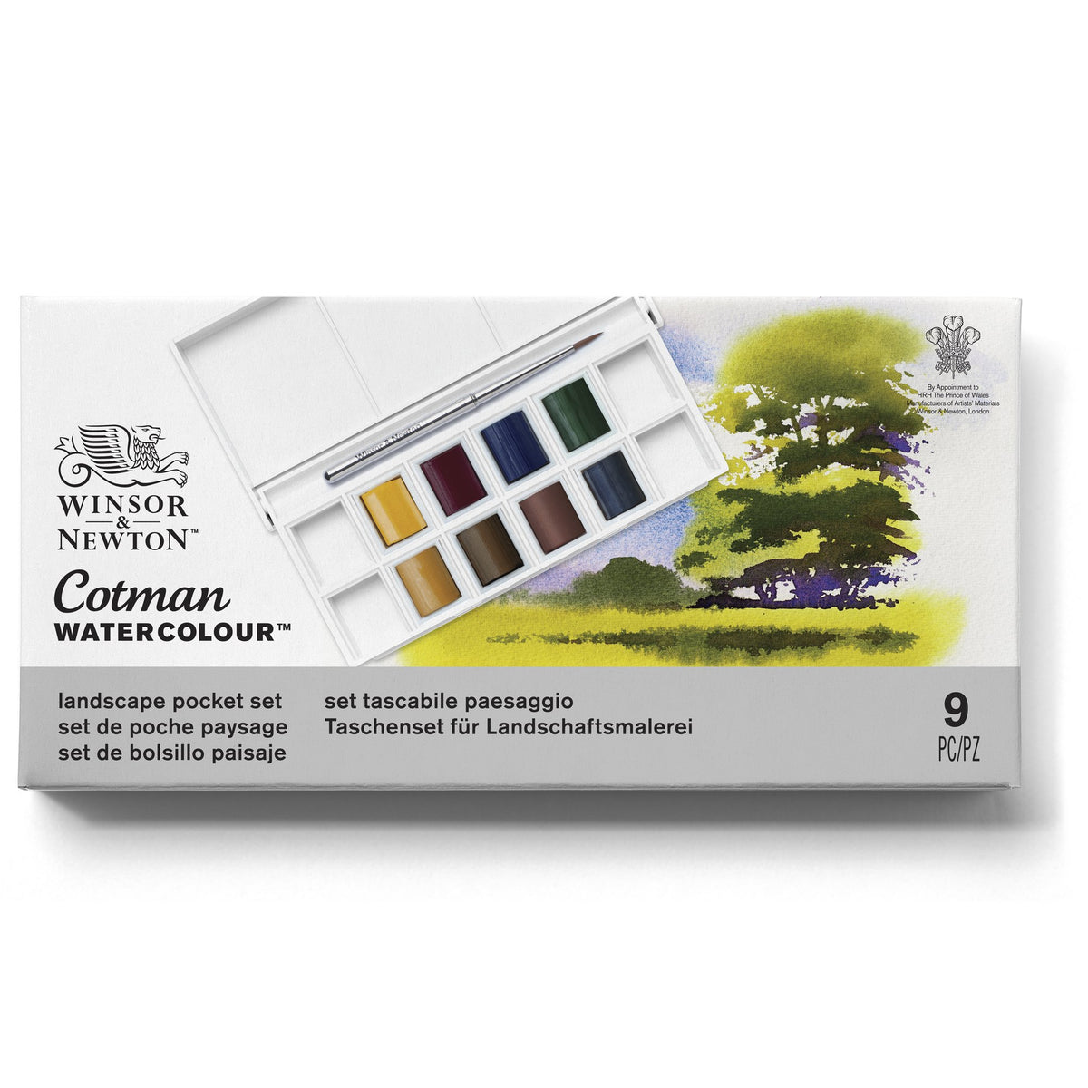 & Cotman Watercolour Landscape Pocket Set 8 x Half Pans + Travel Brush