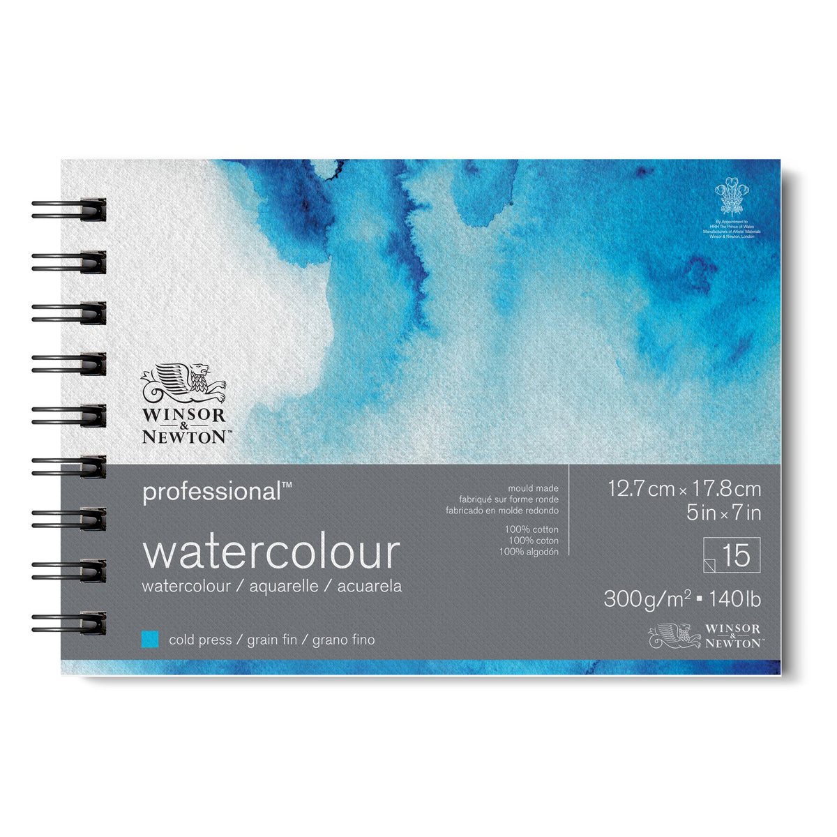 & Professional Watercolour Pad Cold Pressed 300gsm 5" x 7" 15 Sheets