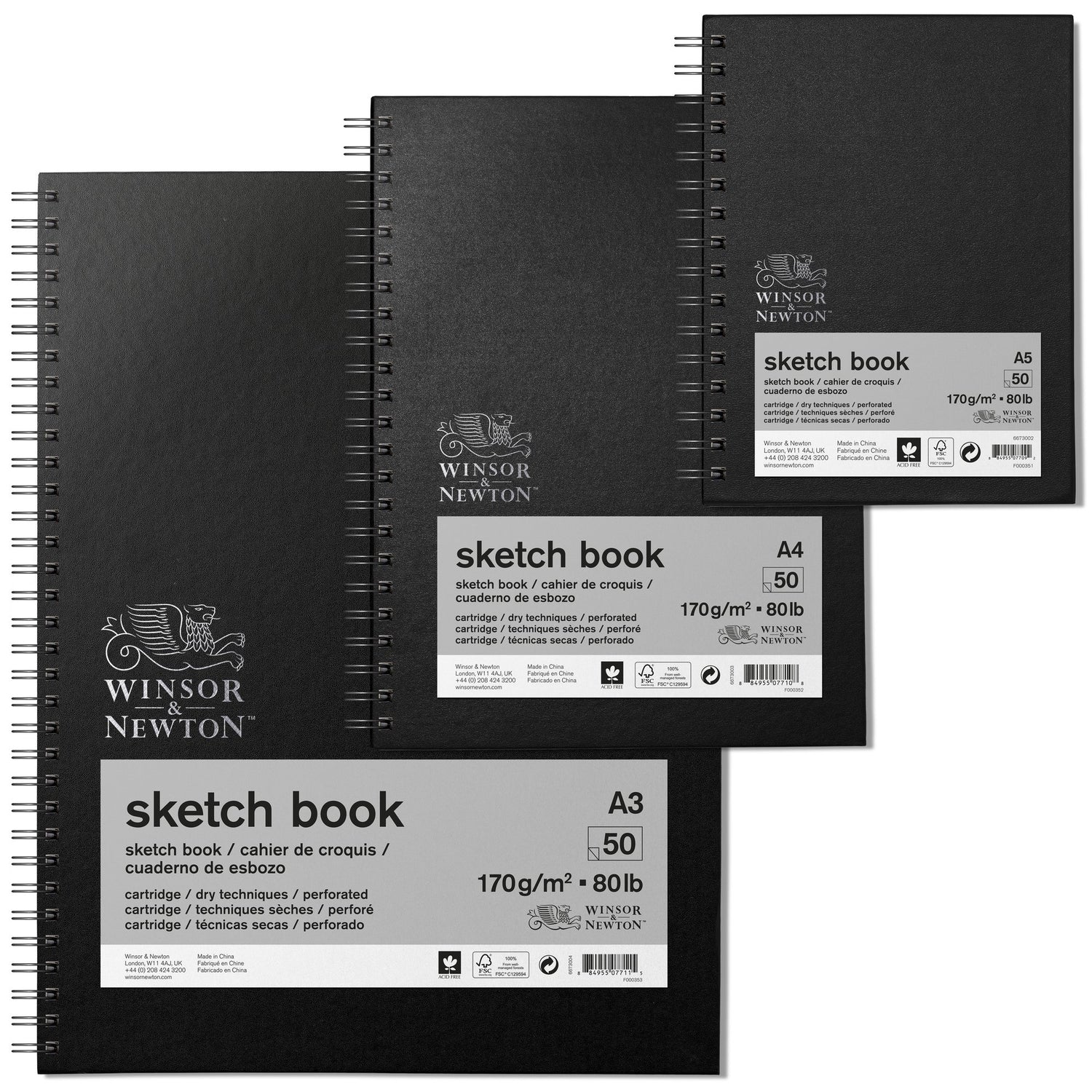 Winsor & Newton Heavyweight Wire-O Hardback Sketchbook - 170gsm - 50 Sheets