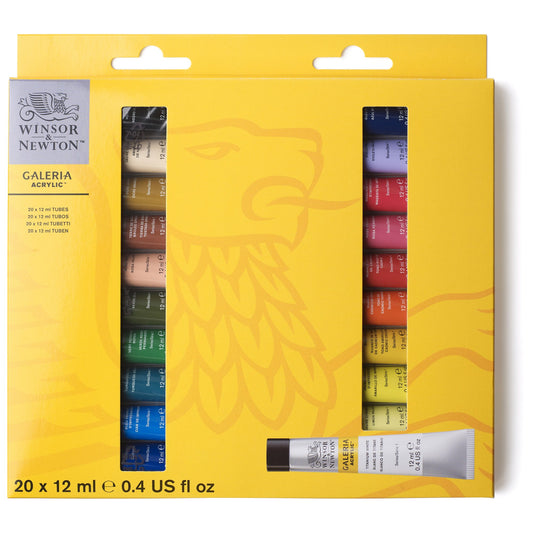 Winsor & Newton Galeria Acrylics - Set of 20 x 12ml Tubes - Box