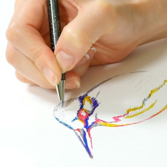 Pentel Hybrid Dual Metallic Gel Roller Pens - Sample Illustration of Kingfisher
