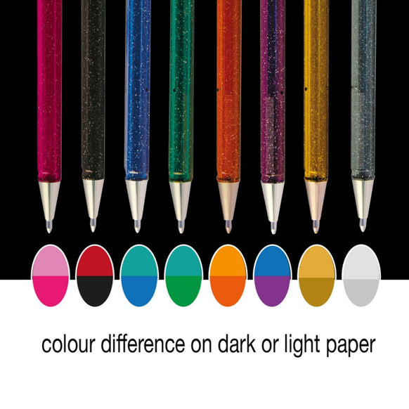 Pentel Hybrid Dual Metallic Gel Roller Pens - Colour Difference on Dark or Light Paper
