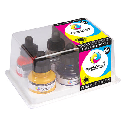 Daler-Rowney System3 Acrylic Ink Intro Set - 6 x 29.5ml Bottles