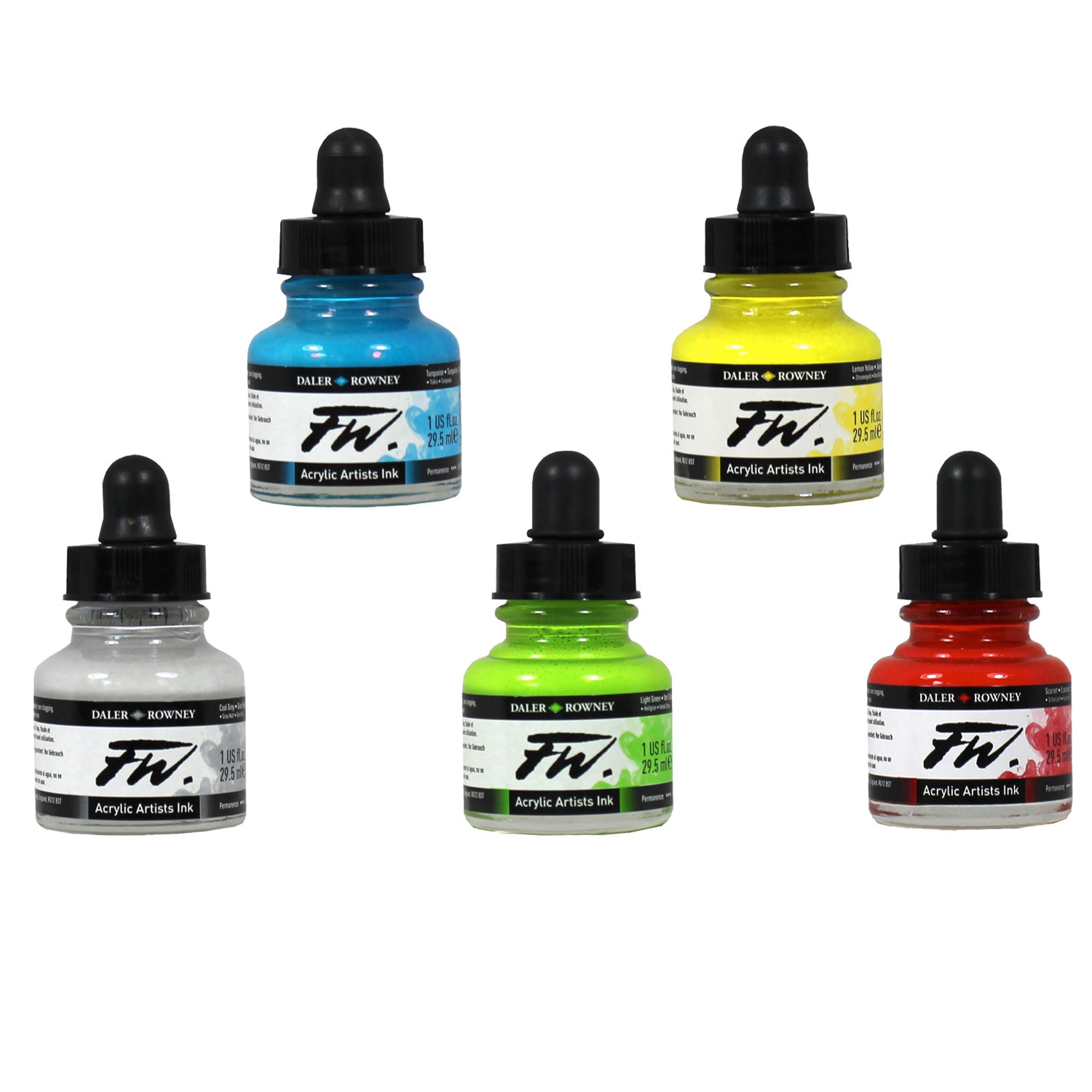  Daler-Rowney FW Acrylic Ink Bottle 6-Color Primary Set - Acrylic  Set of Drawing Inks for Artists and Students - Permanent Art Ink  Calligraphy Set - Calligraphy Ink for Color Mixing 
