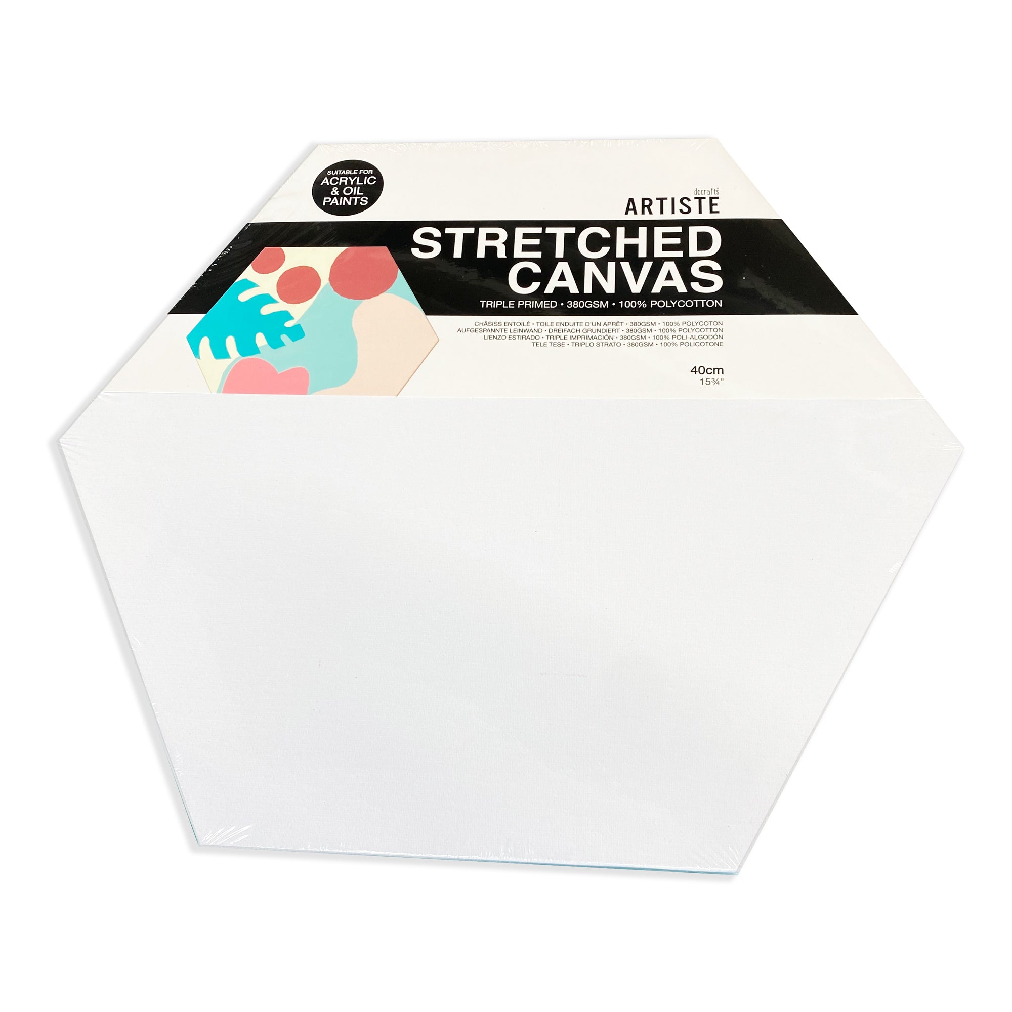 Docrafts Artiste Stretched Hexagon Canvas 40cm - 380gsm - Pack of 2