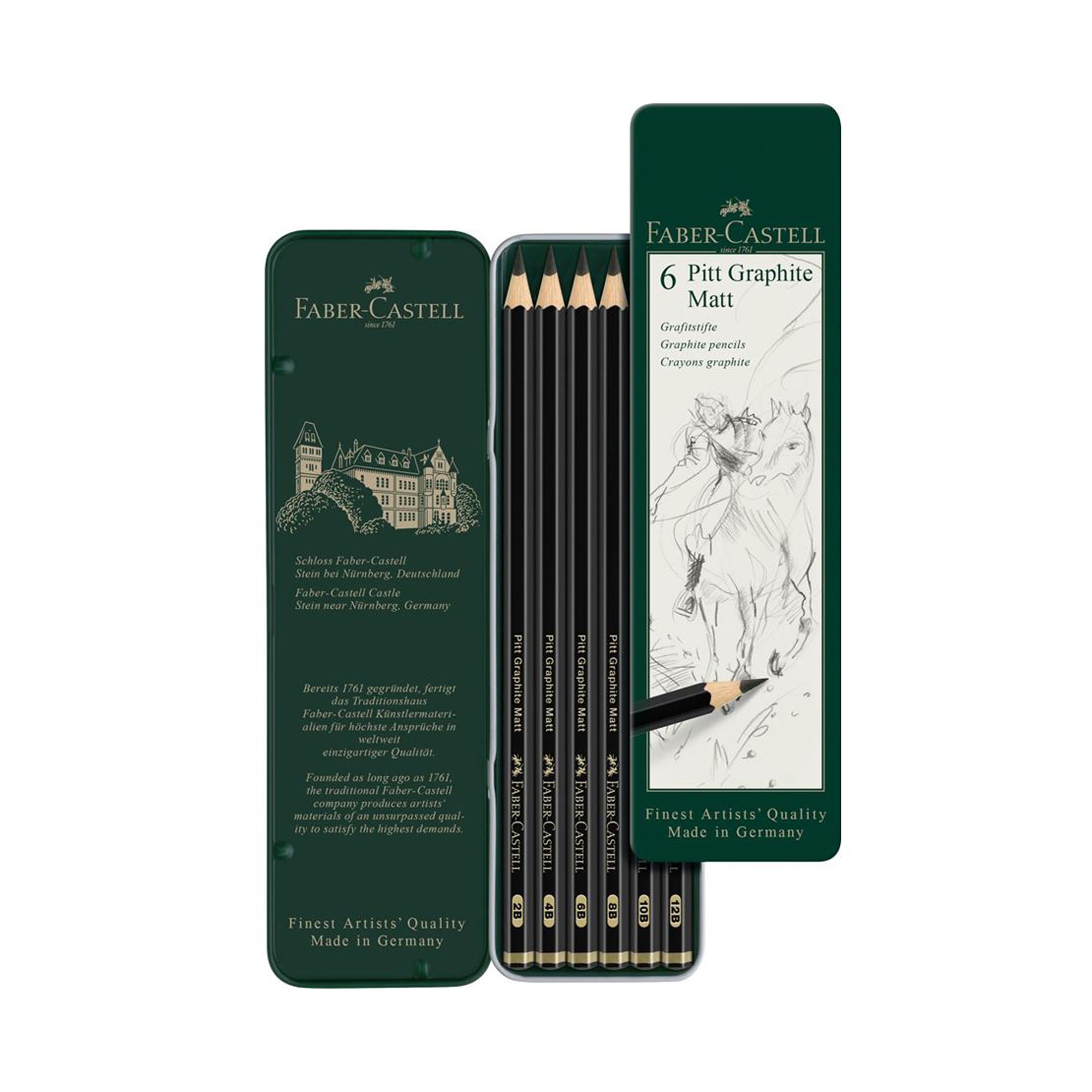 Faber-Castell Pitt Graphite Matt Pencils Tins - Set of 6