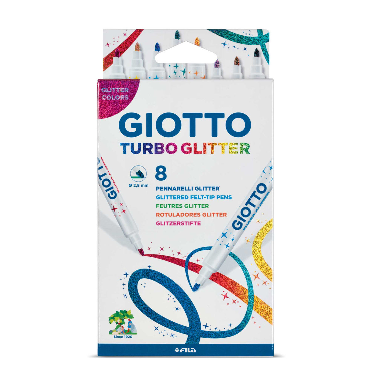 Giotto Turbo Glitter Felt Tip Pens Box