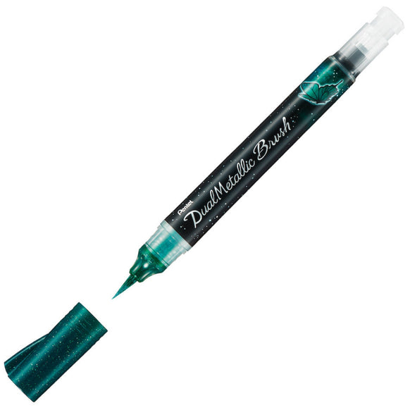 Pentel Arts Dual Metallic Brush Pens - Blue Metallic Green
