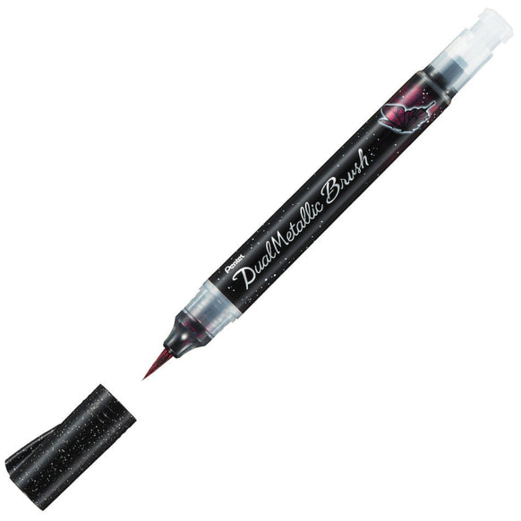 Pentel Arts Dual Metallic Brush Pens - Black Metallic Red