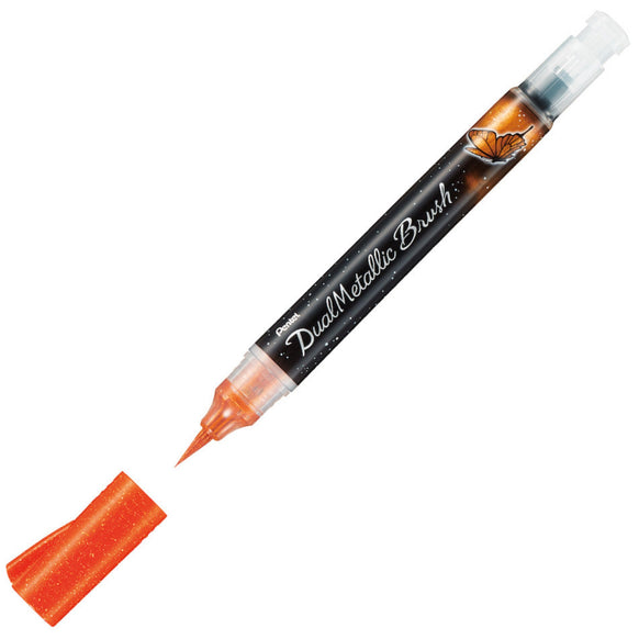Pentel Arts Dual Metallic Brush Pens - Orange Metallic Yellow