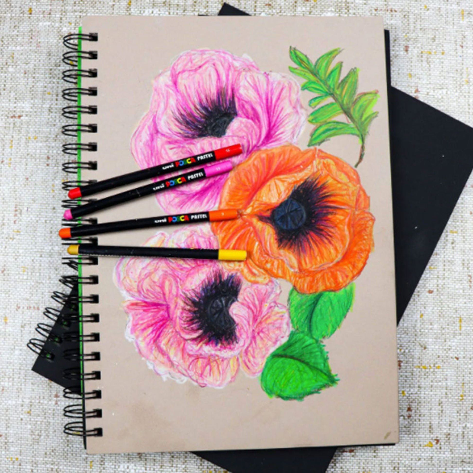 Uni POSCA Pastels - Assorted Set of 24 - Sample Illustration