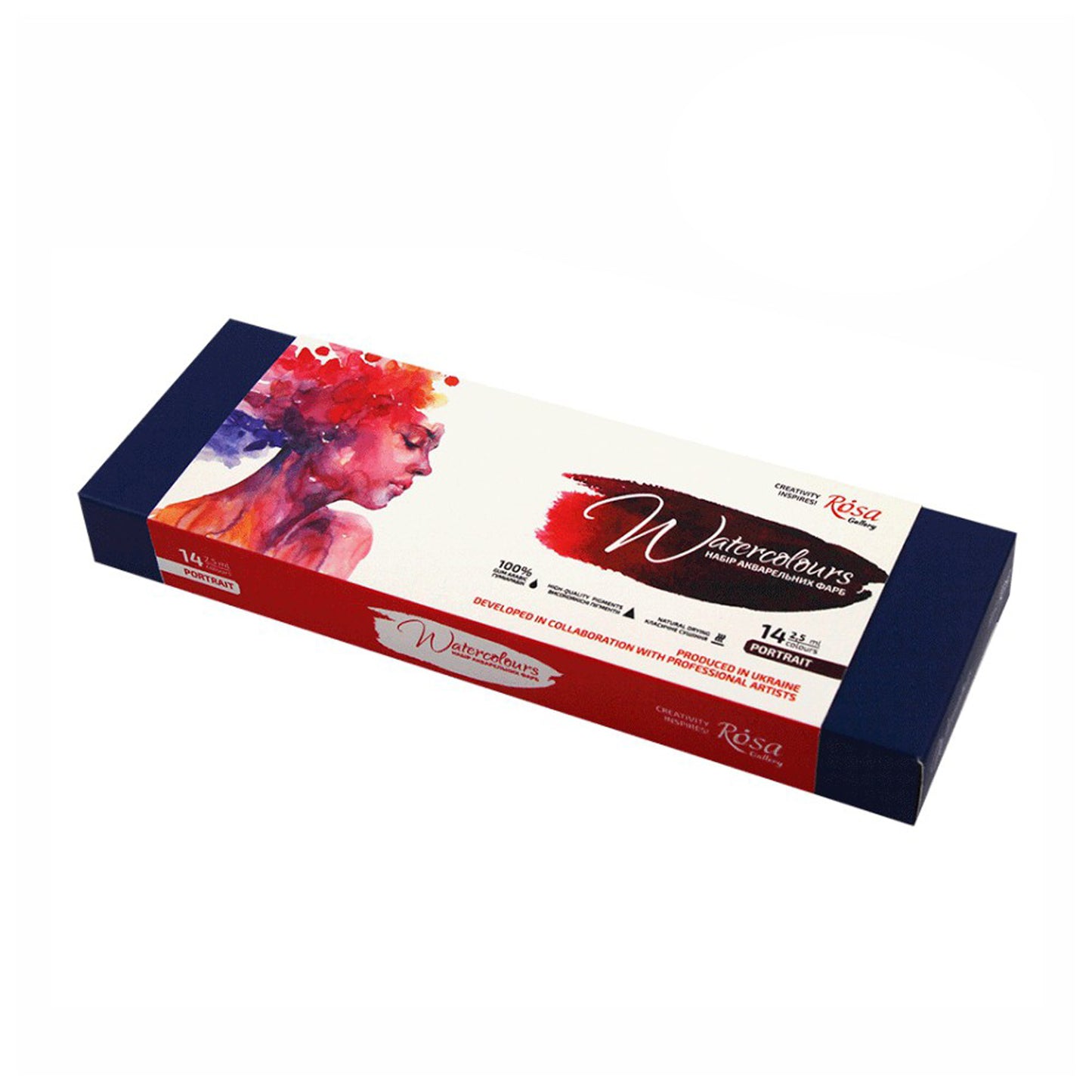 Rosa Gallery Watercolour - 14 x Whole Pan Tin Set - Portrait - Box