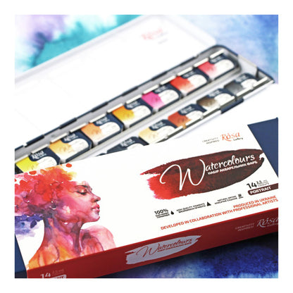 Rosa Gallery Watercolour - 14 x Whole Pan Tin Set - Portrait - Mood Image