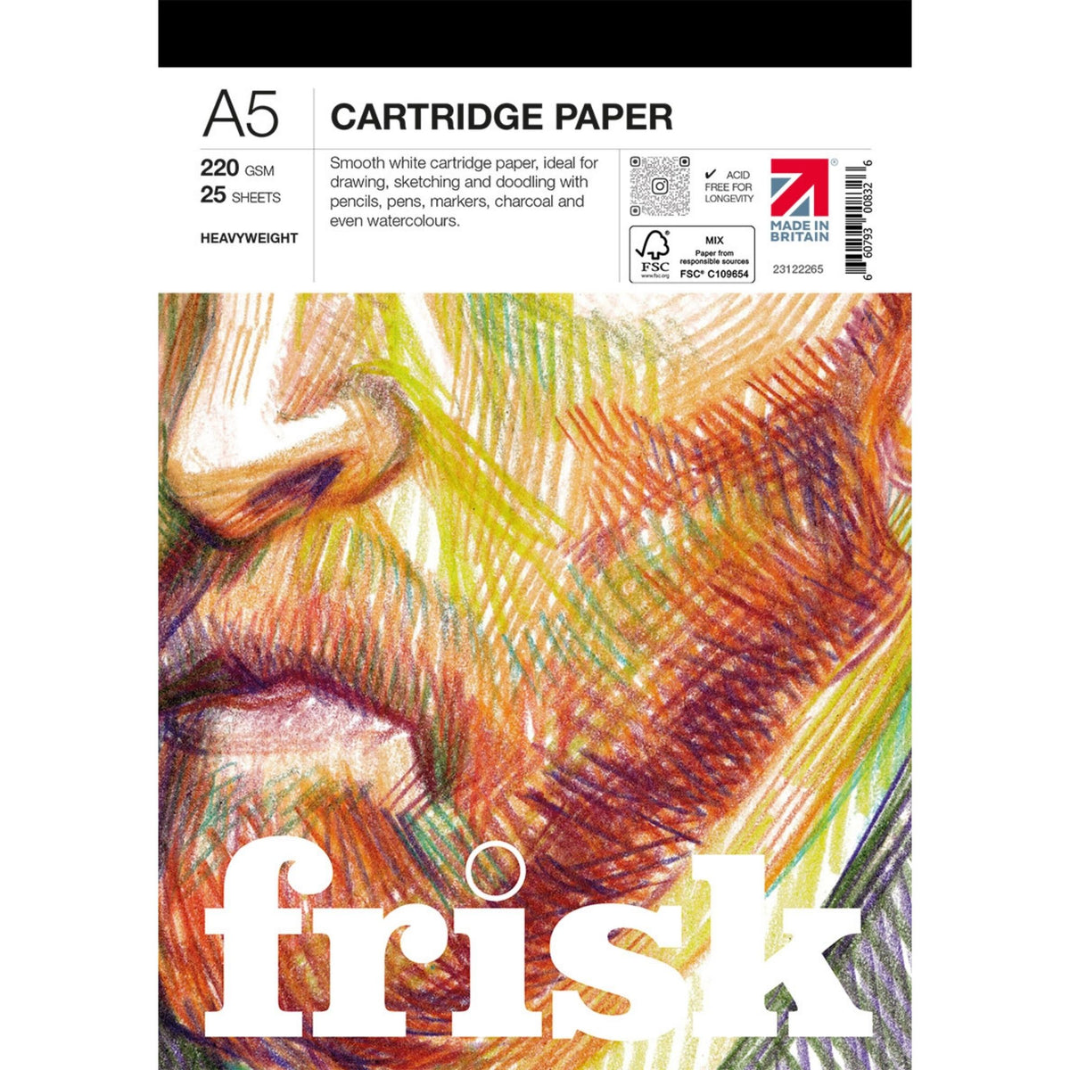 Frisk Cartridge Paper Pad 220gsm - 25 Sheets - A5