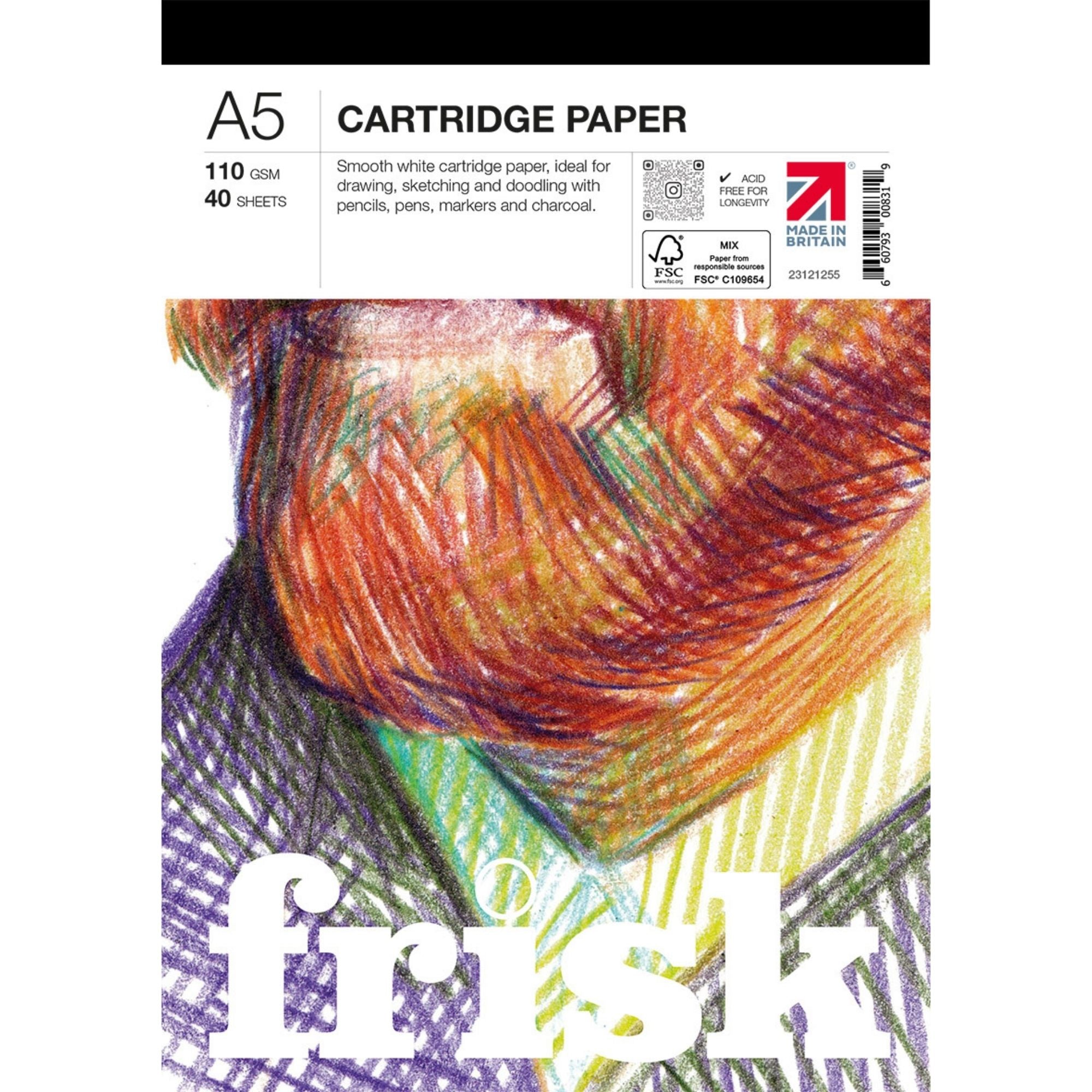 Frisk Cartridge Paper Pad 110gsm - 40 Sheets - A5