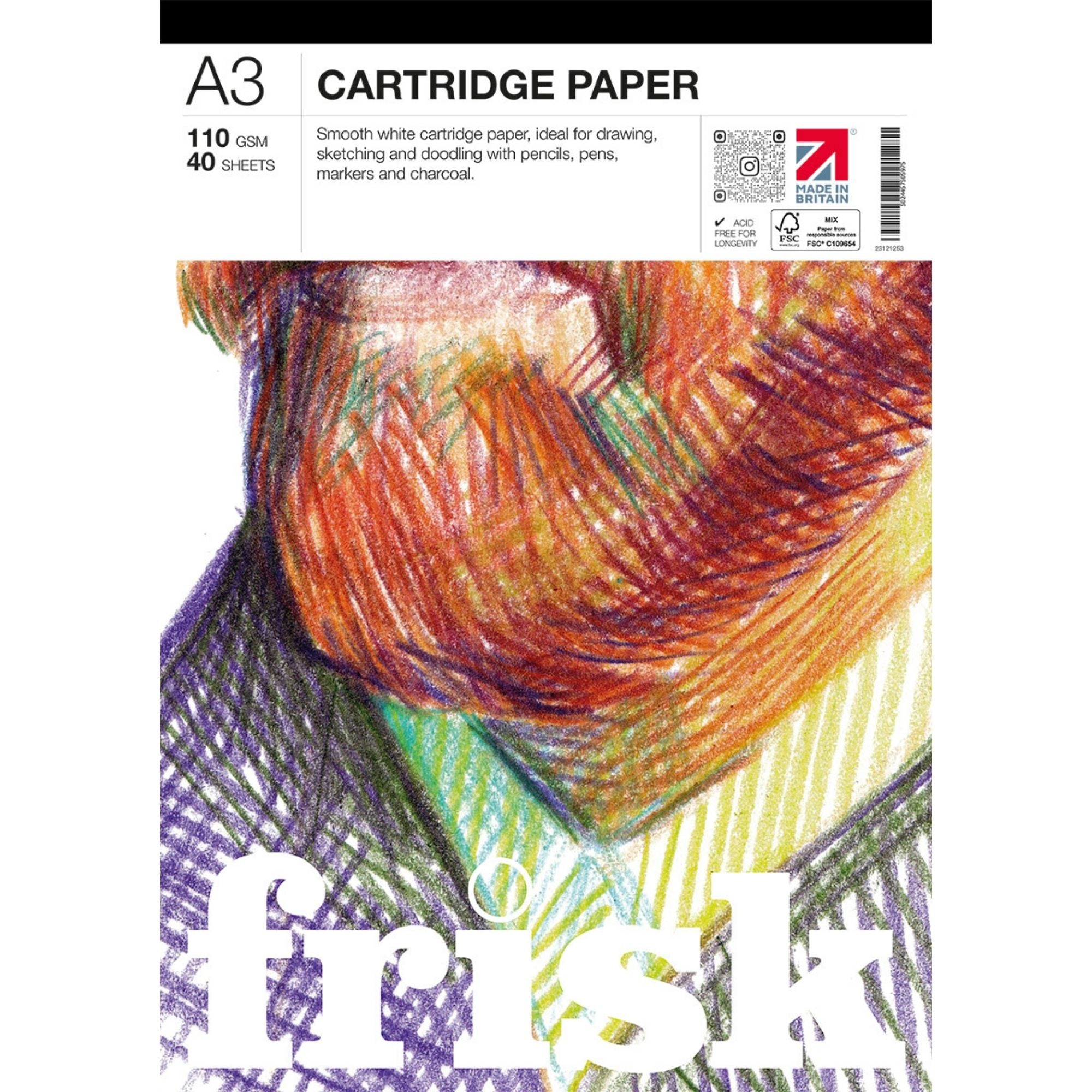 Frisk Cartridge Paper Pad 110gsm - 40 Sheets - A3