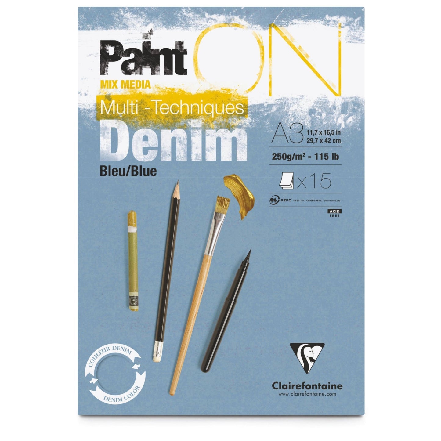 Clairefontaine Paint On Multi-Techniques Denim Pads - A3