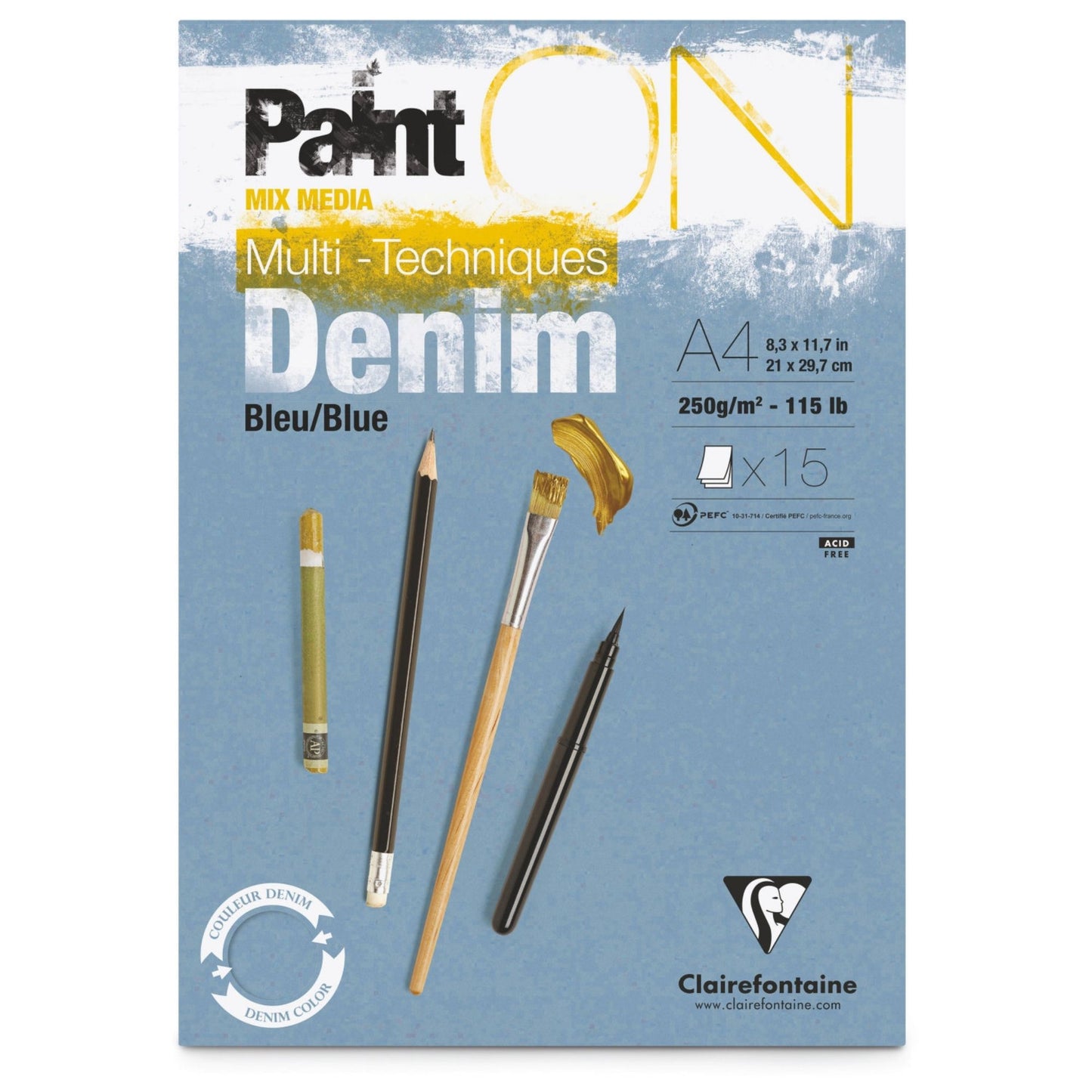 Clairefontaine Paint On Multi-Techniques Denim Pads - A4