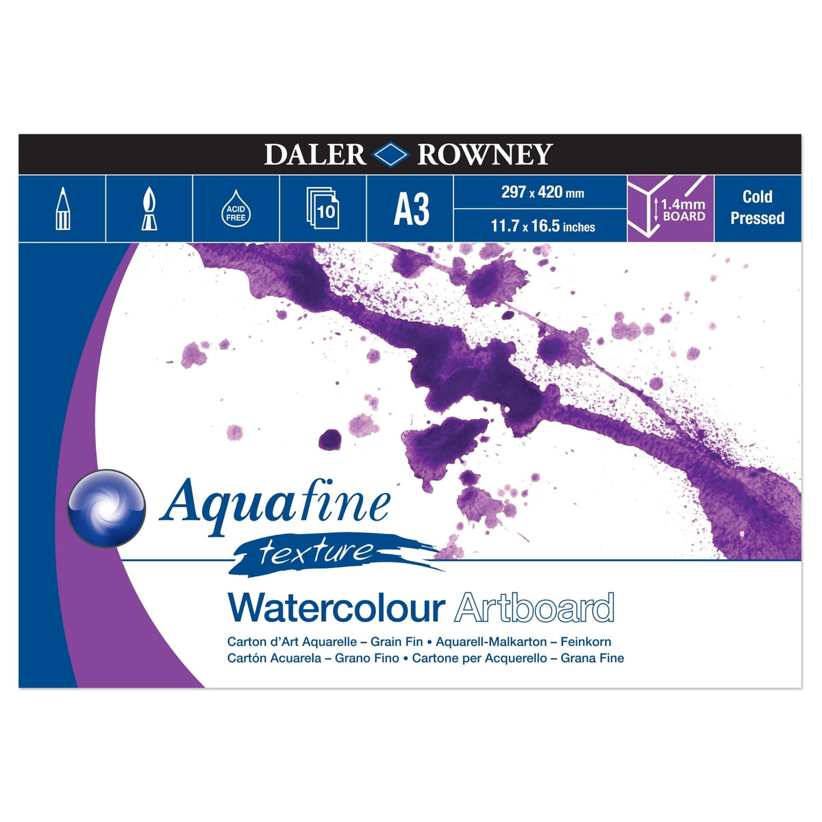 Aquafine Watercolour Artboard Pads Cold Pressed 10 Sheets