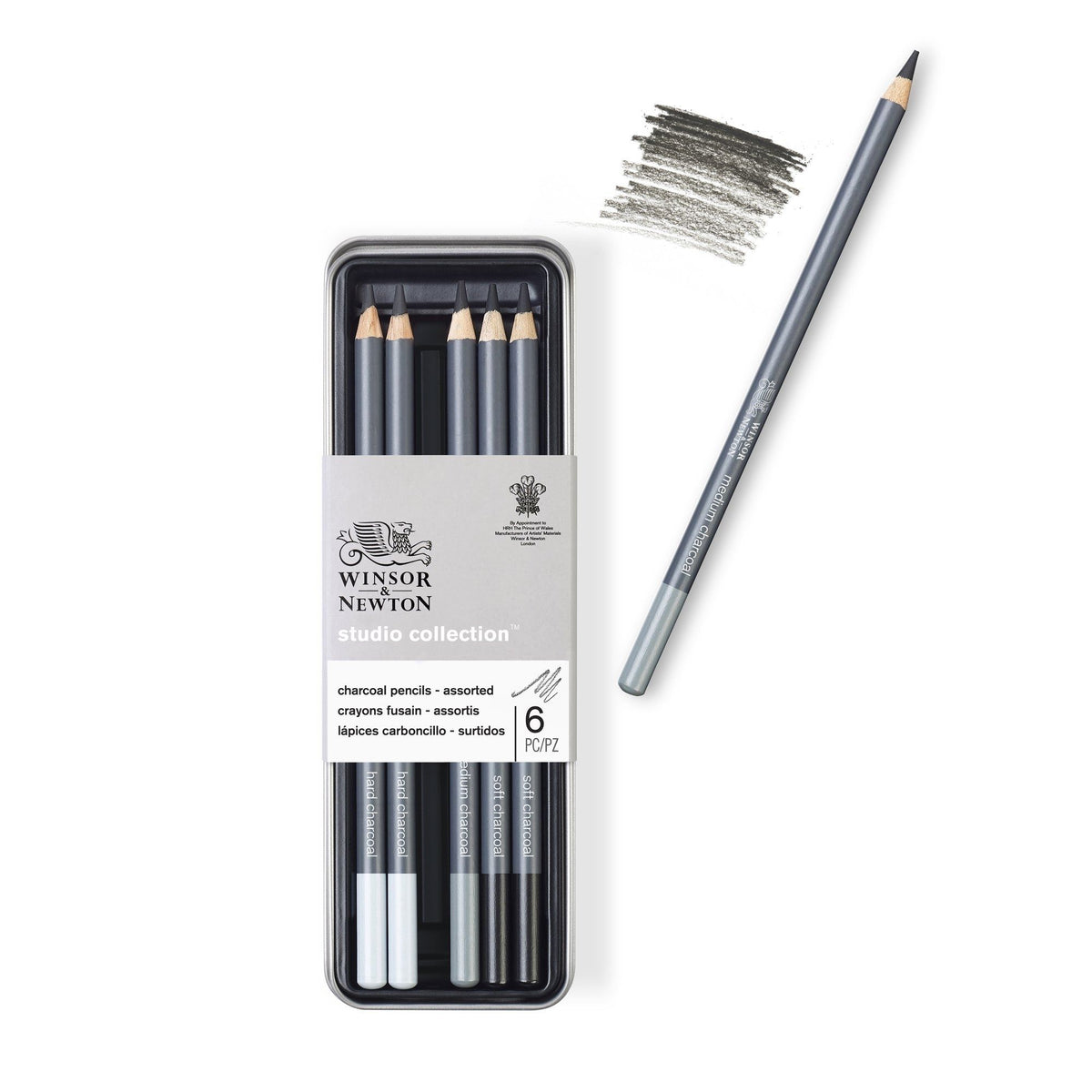 Winsor &amp; Newton Studio Collection Charcoal pencils - 6 Tin set