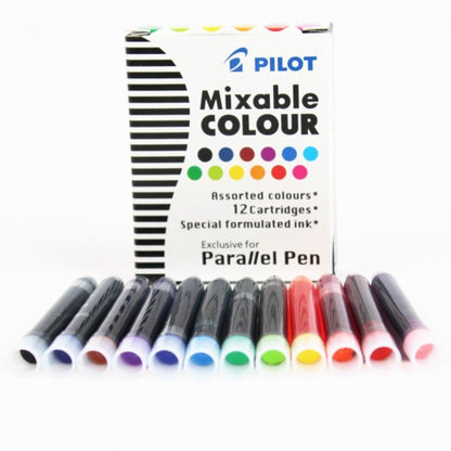 Pilot Parallel Pen Ink Cartridges - 12 Assorted Colours