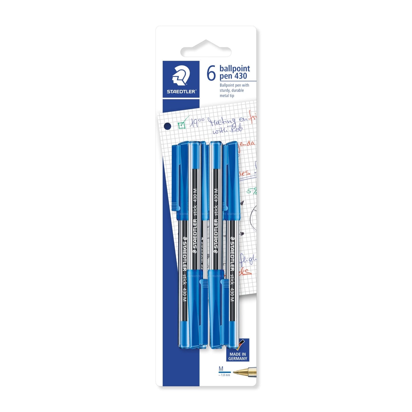 Staedtler Stick 430 Blue Ballpoint Pen - Pack of 6