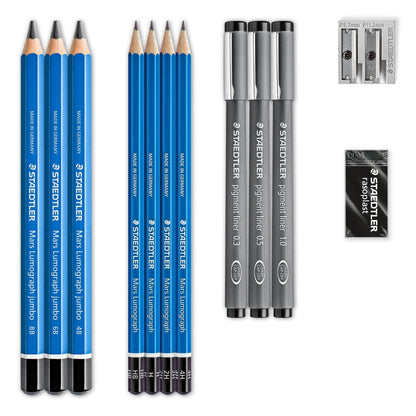 Staedtler Mars Lumograph Sketching Set - 12 Pieces